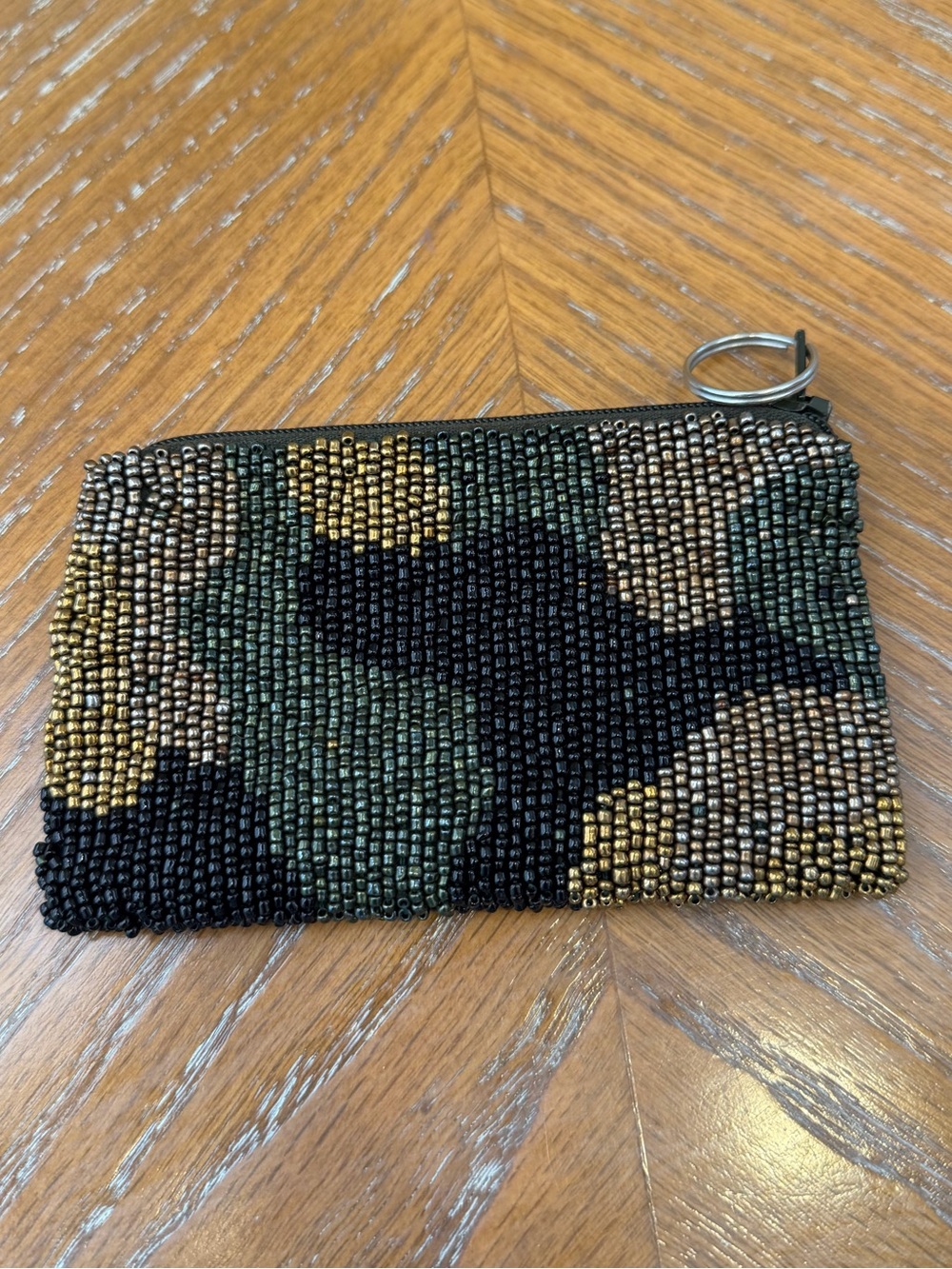 Moyna Beaded Green Camouflage Coin Purse Pouch - Picture 4 of 11